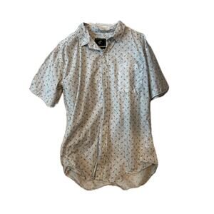 Sheng yue zhe Print Short Sleeve Button Shirt Mens XL